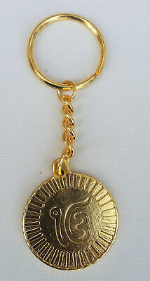Talisman Protection Guru Nank 1 Onkar Gold Plated KEY RING Punjabi Chain OS105