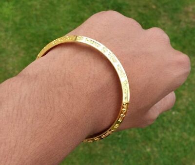 Gurmukhi Alphabet Kara Gold Plated Sant Bhindranwale Words Sikh bangle N14