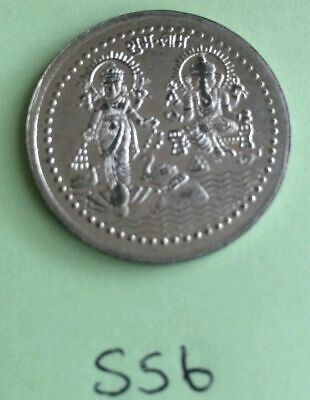 Silver Plated Laxmi Ganesh Ji Hindu Shiri Legend Good Luck Coin Gift Token 56