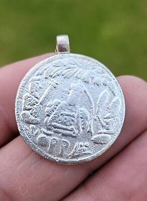 Sikh Guru Nanak Dev Silver Plated Coin pendant Sat kartar Locket thread PP25