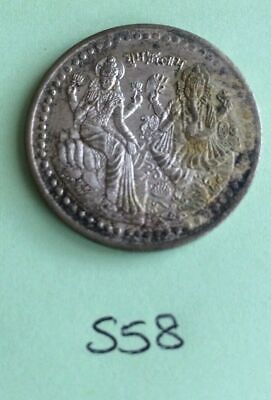 Silver Plated Laxmi Ganesh Ji Hindu OM Legend Good Luck Coin Gift Token 58