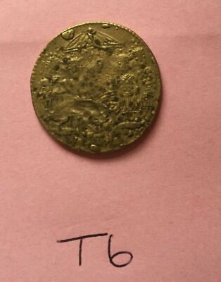 Rare Antique Brass Hindu Ram Darbar Hanuman with Gada Good Luck Gift Token T6