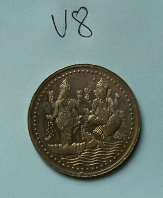 Antique Shiri OM Goddess of wealth Lakshmi Ganesh Good Luck Coin Gift Token V8