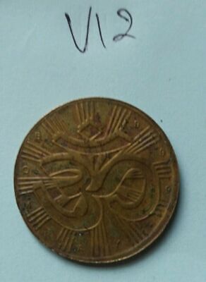 Antique Hindu Legend OM Goddess Lakshmi Ji Ganesh Good Luck Coin Gift Token V12