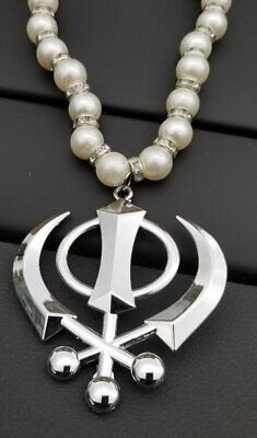 Stainless steel punjabi sikh kaur singh stunning khanda pendant car rear mirror