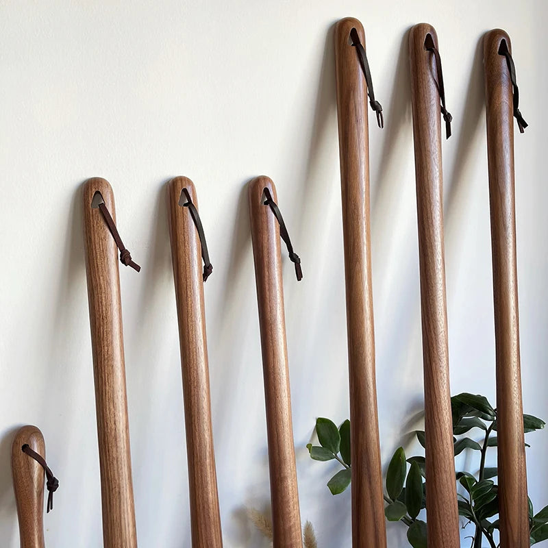Black Walnut wooden Professional Shoe Horn Flexible Long Handle Shoehorn Useful Shoe Lifter Professional Shoe Spoon Home Tools