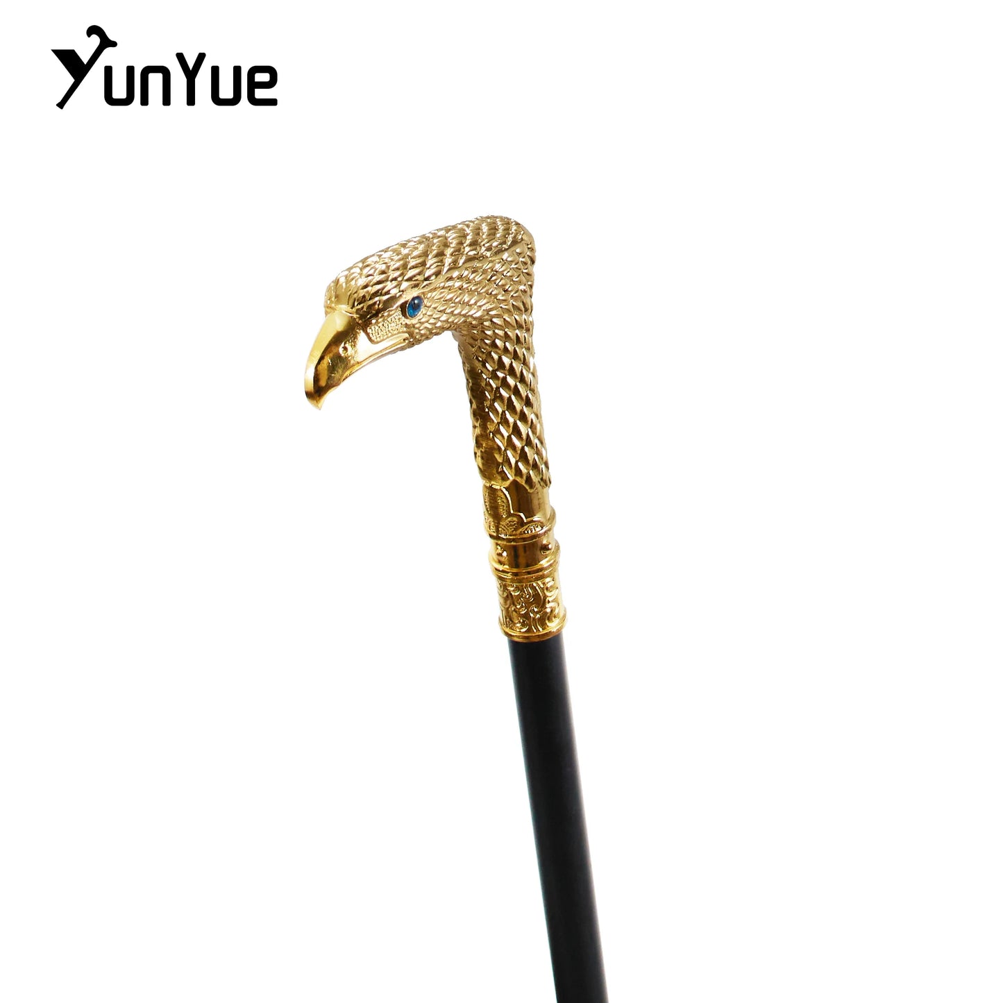 Blue Eyes Gold Male Eagle Walking Cane Gentleman Collection Fashion Elegant Walking Stick Cosplay Film Props Party Crosier Cane