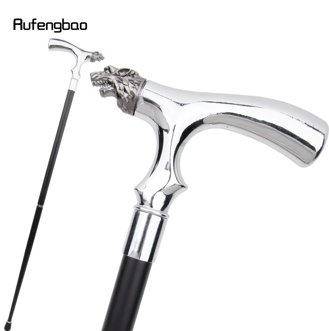 White Lion Head T Shape Walking Cane Fashion Decorative Walking Stick Gentleman Elegant Cosplay Cane Knob Crosier 93cm