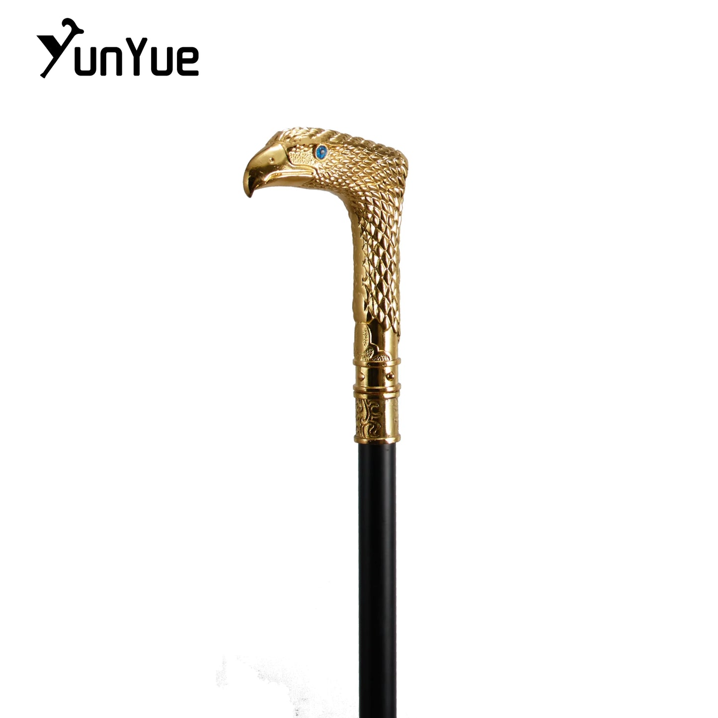 Blue Eyes Gold Male Eagle Walking Cane Gentleman Collection Fashion Elegant Walking Stick Cosplay Film Props Party Crosier Cane