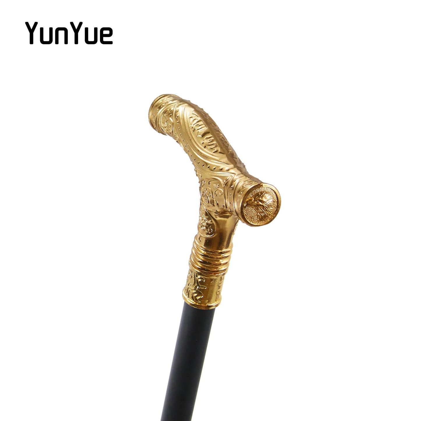 Gold Male Eagle Metals Carving Walking Cane Gentleman Collections Fashion Elegant Walking Stick Cosplay Film Props Party Cane