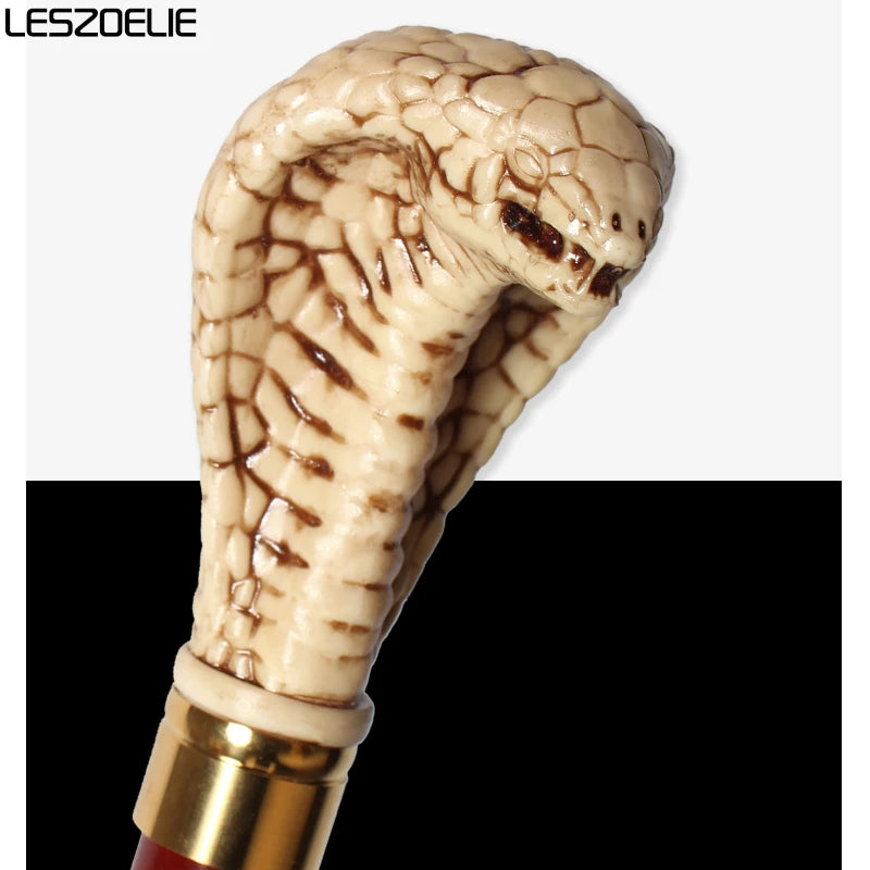 98cm Cobra-Head Stick Men Resin Handle Red German Beech Detachable Wooden Walking Sticks Women Fashion Party Decorative Canes