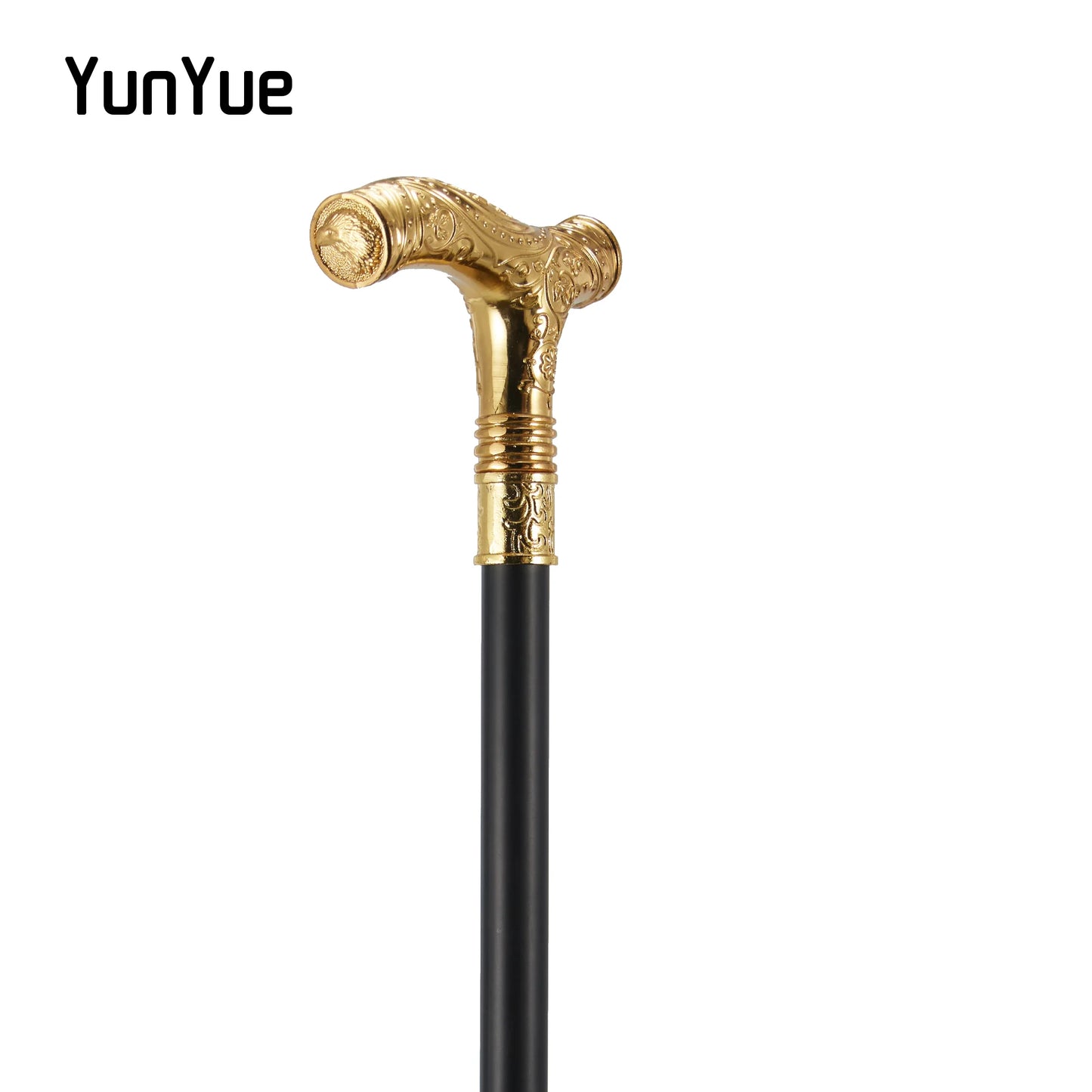 Gold Male Eagle Metals Carving Walking Cane Gentleman Collections Fashion Elegant Walking Stick Cosplay Film Props Party Cane