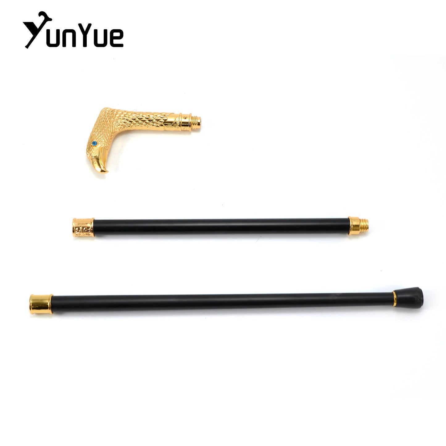 Blue Eyes Gold Male Eagle Walking Cane Gentleman Collection Fashion Elegant Walking Stick Cosplay Film Props Party Crosier Cane