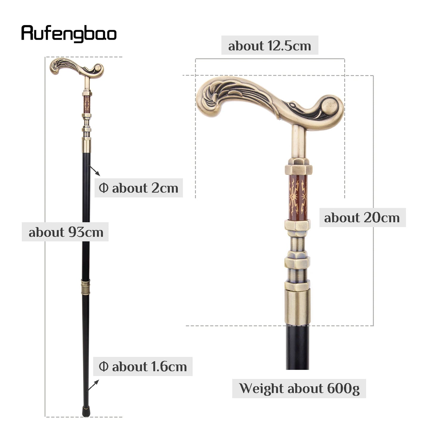 Golden Flower Walking Stick Decorative Vampire Cospaly Vintage Party Fashionable Walking Cane Halloween Crosier 93cm