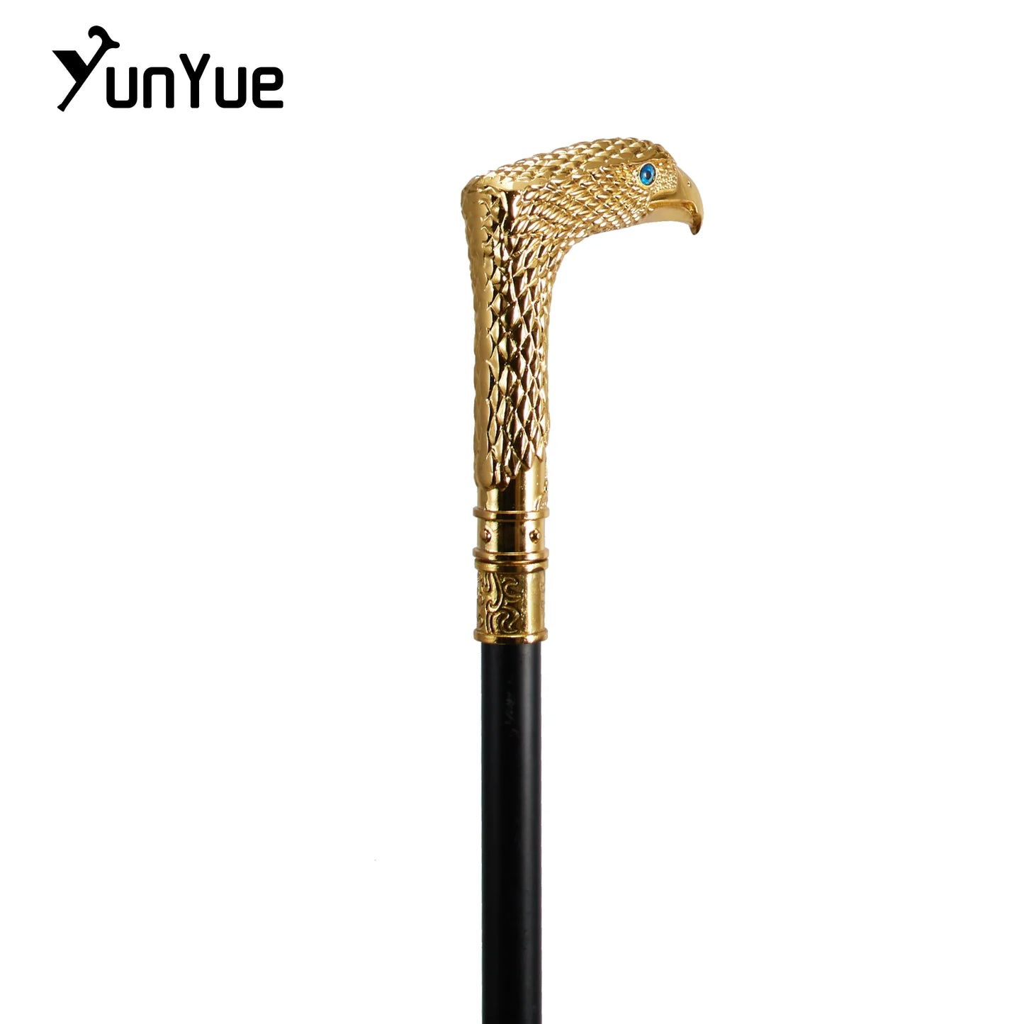 Blue Eyes Gold Male Eagle Walking Cane Gentleman Collection Fashion Elegant Walking Stick Cosplay Film Props Party Crosier Cane