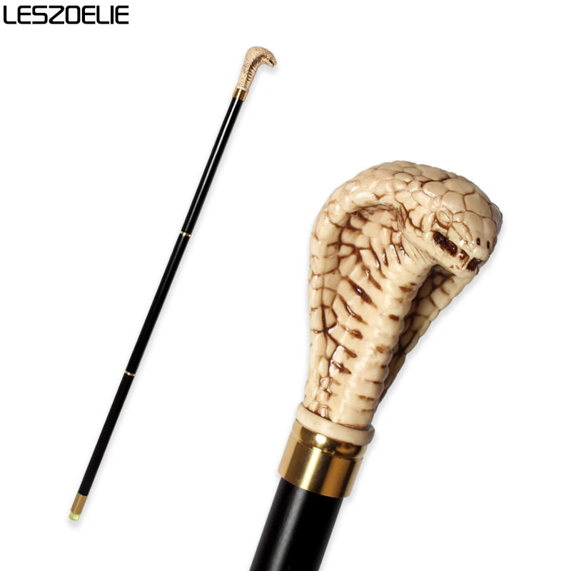98cm Cobra-Head Stick Men Resin Handle Red German Beech Detachable Wooden Walking Sticks Women Fashion Party Decorative Canes