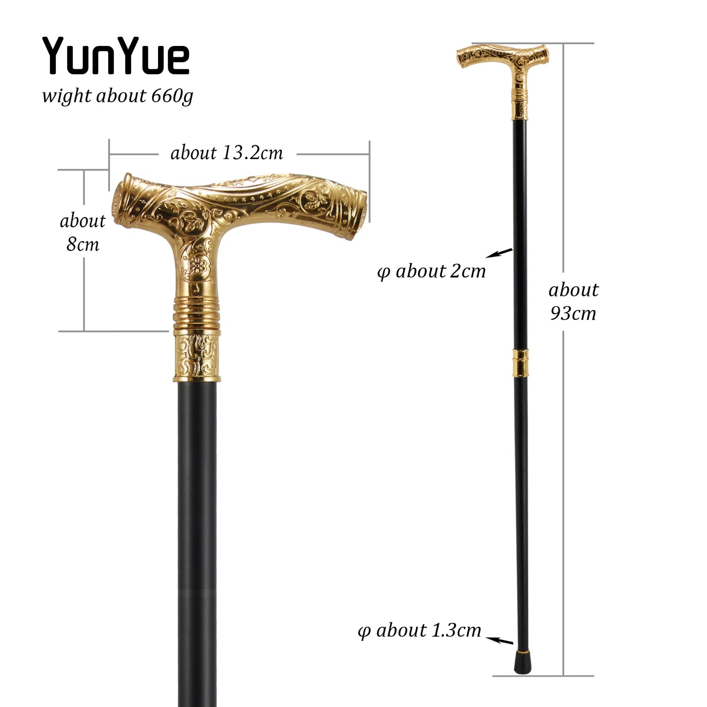 Gold Male Eagle Metals Carving Walking Cane Gentleman Collections Fashion Elegant Walking Stick Cosplay Film Props Party Cane