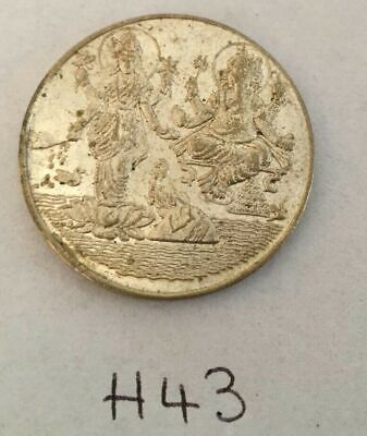 Om Goddess of wealth Lakshmi Ganesh Good Luck Coin Gift Token H43 Silver Plated