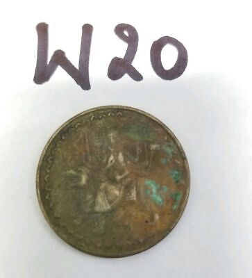 Antique Silver Plated Jai Mata Di Hindu Devi Pindi God Good Luck Token Coin W20