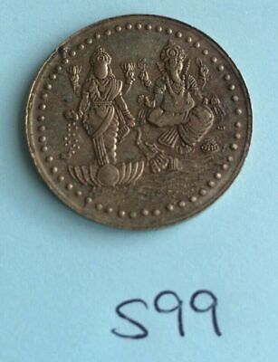 Antique Shiri Goddess of wealth Lakshmi Ganesh Good Luck Coin Gift Token S99