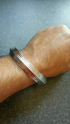 Authentic sarbloh pure steel iron sikh singh khalsa kara 7 line kada bracelet m5
