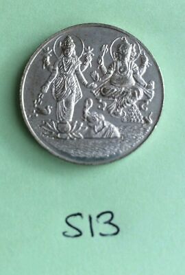 Silver plated Laxmi Ganesh Ji Hindu Mantar Good Luck Coin Gift for XMas S13