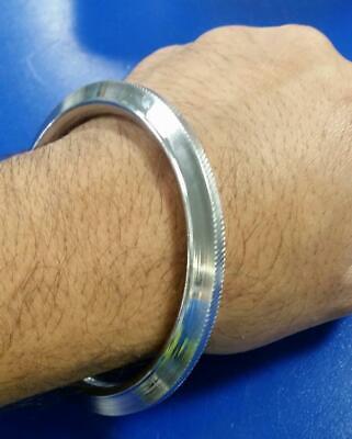 Stainless Steel Ridged Edge Sikh Singh is Bling Kada Khalsa Solid CHAKRI KARA