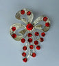 Stunning Silver Plated Flower Brooch Brooch Cake Pin with Red DIAMANTE Stones