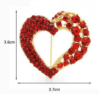 Red Heart Celebrity Brooch Stunning Vintage Look Retro Style Love Broach Pin D1R