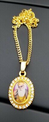 Gold plated guru nanak dev ji photo pendant punjabi sikh kaur car rear mirror