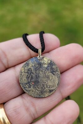 Hindu Hanuman Ram Darbar Token Coin Ram Raj pendant Locket in black thread PP20