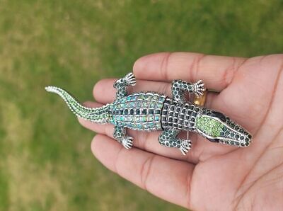 Crocodile Designer Brooch Vintage Look Silver Plated Celebrity Broach Pin K41