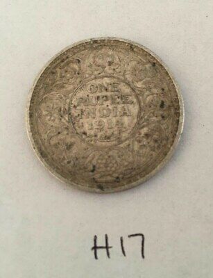 Antique fine silver one rupee british india 1911 king george coin h17 uncleaned