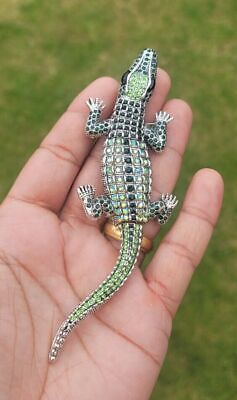 Crocodile Designer Brooch Vintage Look Silver Plated Celebrity Broach Pin K41