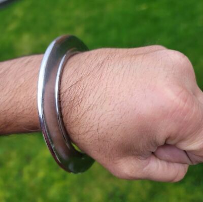 Sikh Kara Sarbloh Kada Pure Iron Smooth UFO Chakri Heavy Khalsa Warrior Bangle O