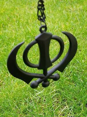 Punjabi Khanda Sikh Pendant Large Black Singh Kaur Car Rear View Mirror Hanger