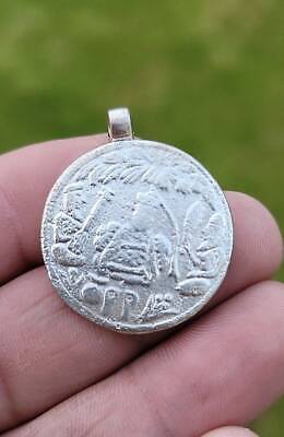 Sikh Guru Nanak Dev Silver Plated Coin pendant Sat kartar Locket thread PP25