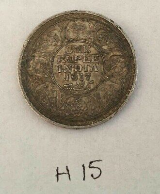 Antique fine silver one rupee british india 1917 king george coin h15uncleaned