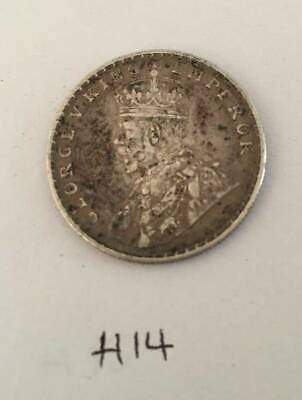 Antique fine silver one rupee british india 1918 king george coin h14 uncleaned