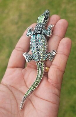 Crocodile Designer Brooch Vintage Look Silver Plated Celebrity Broach Pin K41