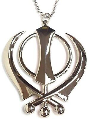 3d sikh khanda pendant for rear view mirror chrome l