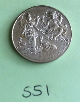 Silver Plated Laxmi Ganesh Ji Hindu OM Legend Good Luck Coin Gift XMas Token 51