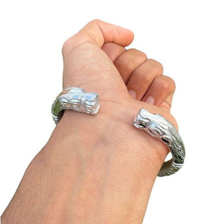 Silver Kara Aluminium Kada  Lion or Elephant  Adjustable Sikh Singh Bangle PP32