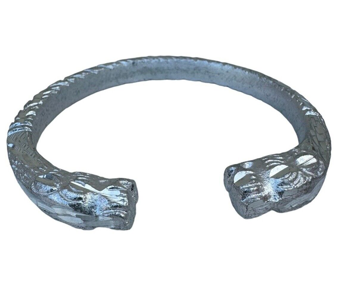 Silver Kara Aluminium Kada  Lion or Elephant  Adjustable Sikh Singh Bangle PP32