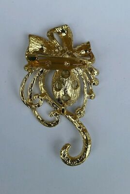 Stunning Gold Plated Flower Brooch Brooch Cake Pin with DIAMANTE XMAS Gift