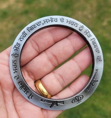 Sant Bhindranwale Kara Gurmukhi Kada Antique Silver Plated Sikh Singh Bangle E9