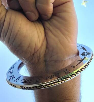 Stainless Steel Kara Sant Bhindranwale words Gurmukhi Kada Sikh Singh Bangle i17