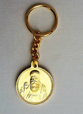 Talisman Protection Guru Nank 1 Onkar Gold Plated KEY RING Punjabi Chain OS105