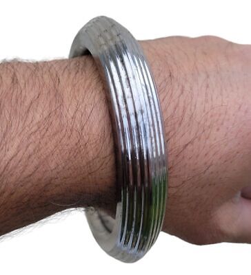 Sikh Kara Sarbloh Kada Pure Iron Lines Design Heavy Khalsa Warrior Bangle OG11