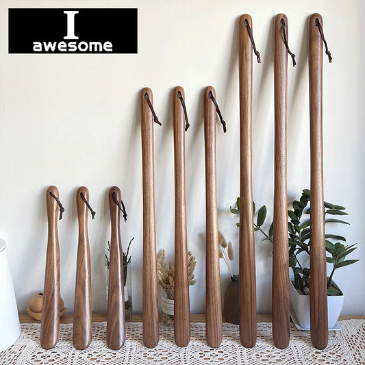 Black Walnut wooden Professional Shoe Horn Flexible Long Handle Shoehorn Useful Shoe Lifter Professional Shoe Spoon Home Tools